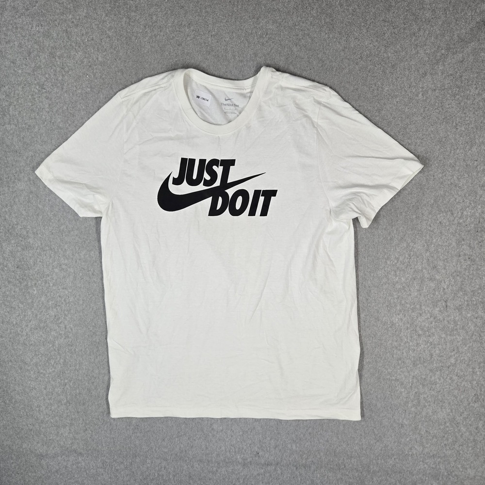 Nike Men Shirt XL White JDI Just Do It The Nike Tee Logo Short Sleeve